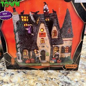 Lemax Haunted Village House with Orange and Black Accents